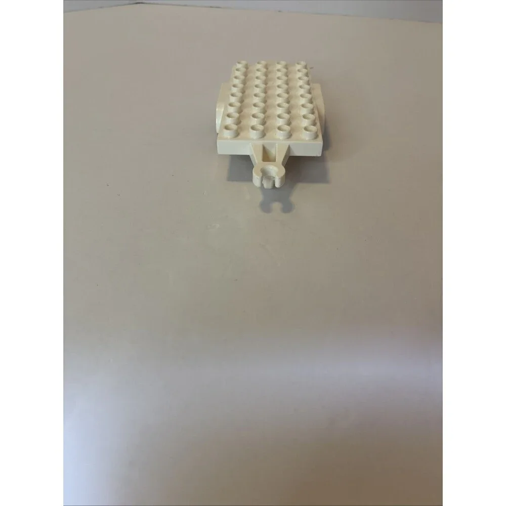 Lego Duplo White Flat Bed Trailer 4X8 For Semi Truck Vehicle Hauling Part Piece